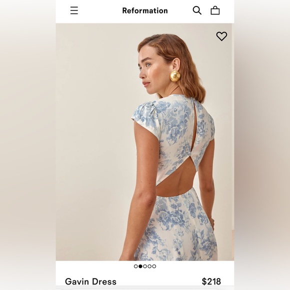 Reformation Gavin Dress in Blue Toile Size 6 - Picture 2 of 8